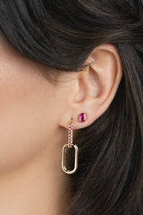 14K Large Oval Ruby Stud Earrings