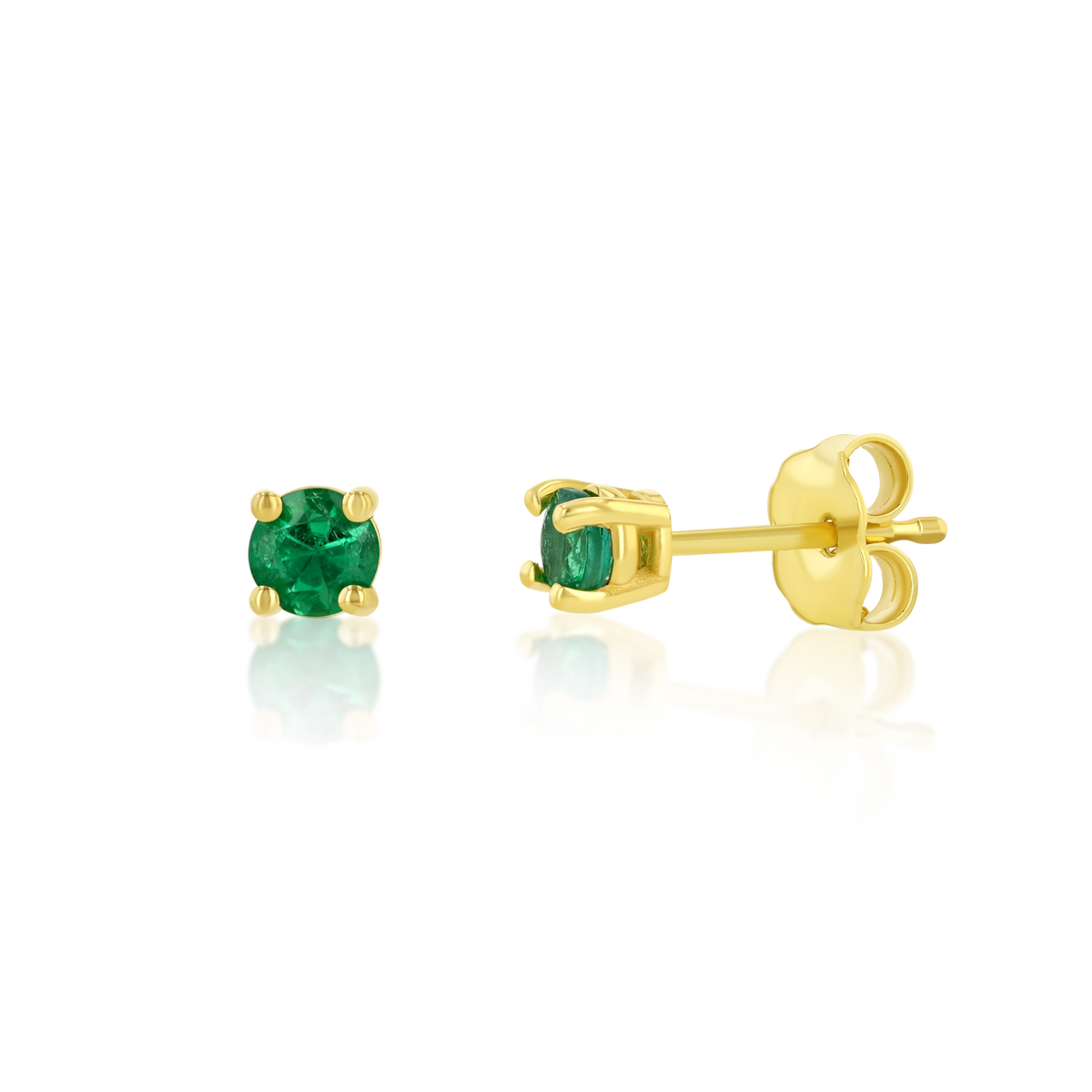 14K Petite Emerald Stud Earrings