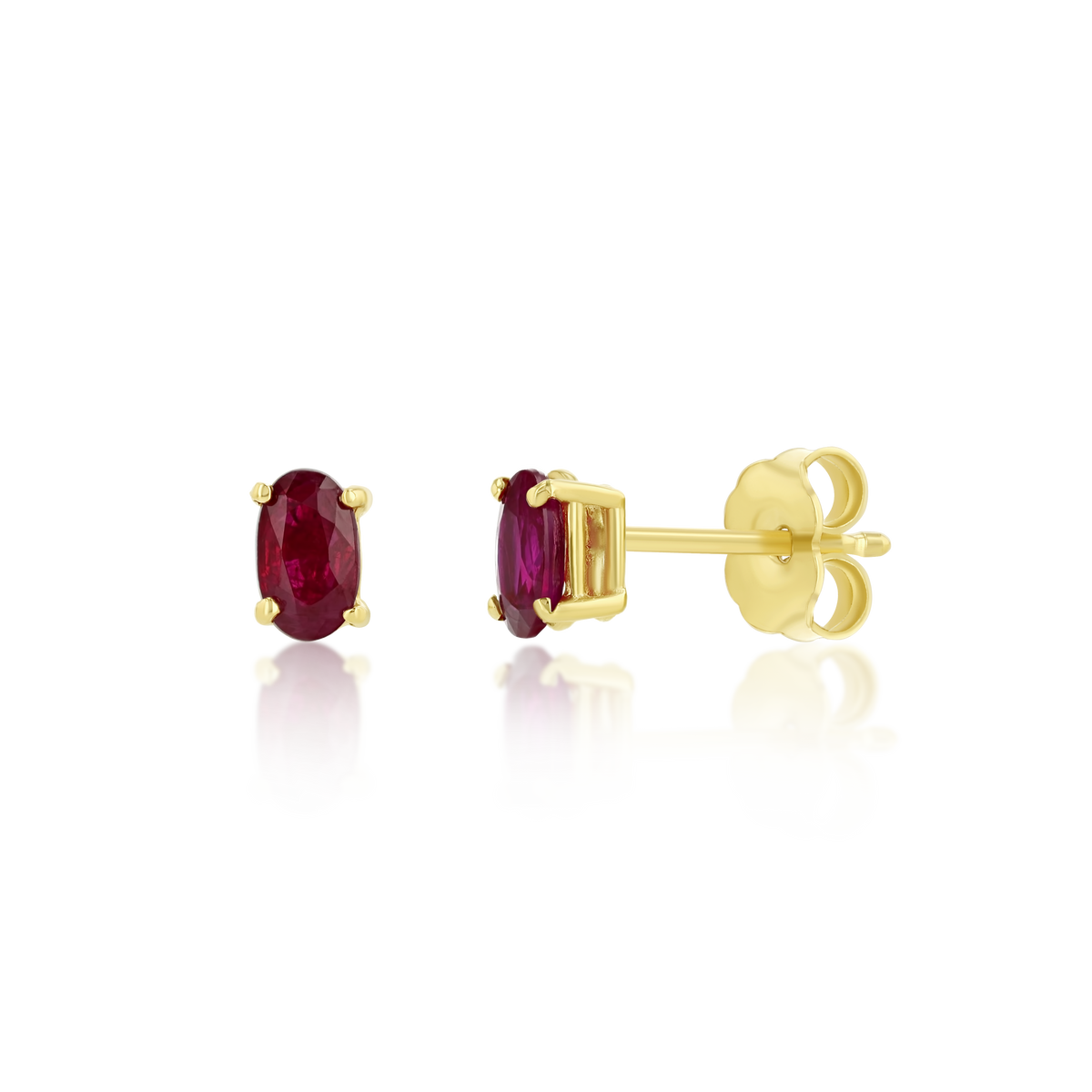 14K Small Oval Ruby Stud Earrings