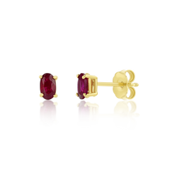 14K Small Oval Ruby Stud Earrings